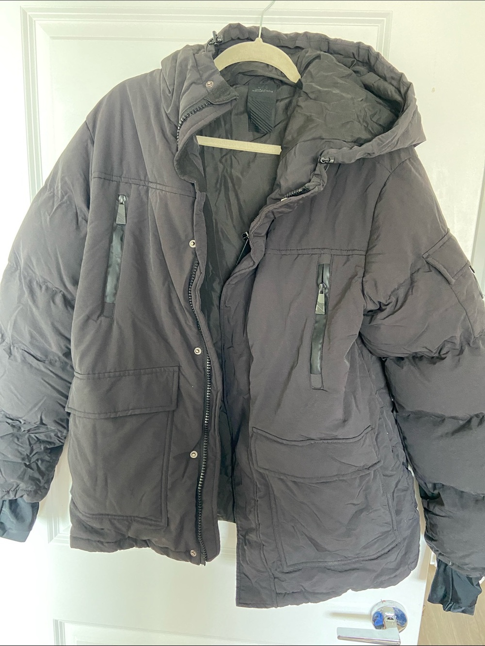 Noize Men's Hooded Puffer Coat in Black